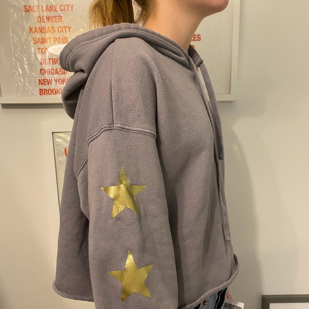 Bella + Canvas Gray Hoodie with Gold Stars